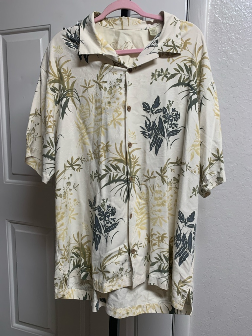Tommy bahama silk button down resortwear tropical short sleeve top mens xl